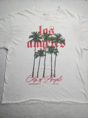 Samegang City OF Los AngelGraphic T Shirt Mens XL White 100% Cotton Crew Neck